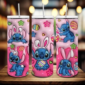 Gobelet gonflé 3D Pâques 20 oz, emballage de verre de Pâques 20 oz, joyeux Pâques 20 oz, lapin de Pâques png, conception de gobelet oeuf de Pâques feuilleté 3D