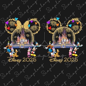 Pacote Viagem em Família 2025 Png, Cabeça de Rato Glitter Png, Reino Mágico, Camisa Combinando com a Família, Rato Retro e Amigos Png, Férias em Família Png