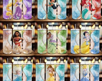 Bundle 14 Files Princess 20oz Skinny Tumbler Png, Family Vacation Png, Magical Kingdom, Princess Tumbler Wrap Png, Princess Tumbler Design
