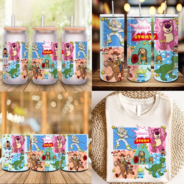 Bundle Personalized Cute Characters Tumbler Wrap Design, 11oz Mug Template, Custom Name Kids Shirt, Friendship 16oz Libbey Can Glass Wrap