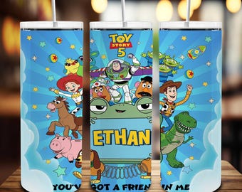 Custom Name Toy Movie Tumbler PNG, Cartoon Toy Characters Png, Custom Kids Tumbler Design, 20oz Skinny Tumbler Wrap Png, Magical Kingdom