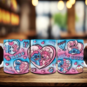 3D Aufgeblasene Cartoon Valentine 11 Unzen Becher Wrap Sublimation, Happy Valentines Day Png, Valentine 11 Unzen Becher Wrap, 3D Puff Love XOXO Kaffeetasse Png