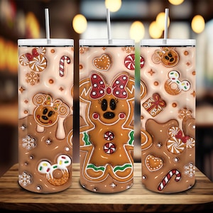 3D Nadmuchane Wesołych Świąt 20oz Chudy Kubek Png, Boże Narodzenie Kreskówka 20oz Tumbler Wrap Png, Piernik, Boże Narodzenie Png, Święta Bożego Narodzenia Png