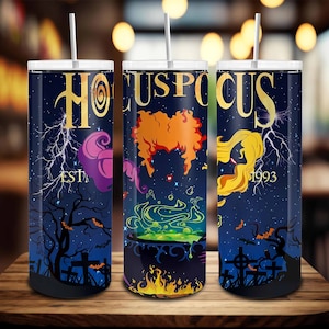 Halloween 20oz Skinny Tumbler Wrap Png, Witches Sisters 20 oz Tumbler, Spooky Season, Halloween Tumbler Sublimation Design, Png Digital File