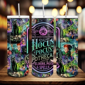 Halloween 20oz Skinny Tumbler Wrap Png, Spooky Season, Halloween Tumbler Sublimation Design, Witches Sisters 20 oz Tumbler Png, Digital File