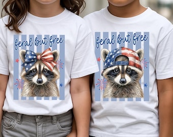 Boy Girl 4th Of July Png, Feral But Free Raccoon Png, Kids 4th of July Matching Shirt,America Toddler Png, USA 1776 Shirt Png, Patriotic Png