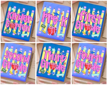 Pencil Striped Back To School Png Bundle, Pre-K 1st 2nd 3rd 4th Grade Teacher Png, School Girl Png, Elementary Teacher Png, Neon Colorful