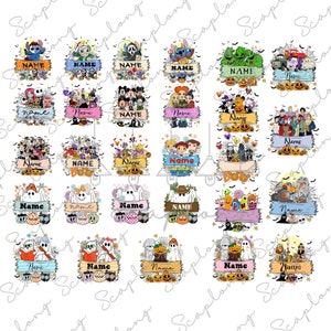 Bundle 28+ Custom Halloween Kid Name Png, Halloween Cartoon Shirt Design, Halloween Png, Boy Girl Halloween, Personalized Kid Halloween