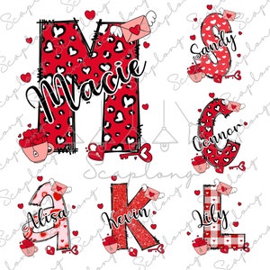 Benutzerdefinierter Name Valentinstag Png, Liebesbuchstaben Png, Valentinstag Dekorative Gekritzel Buchstaben Png, fügen Sie Ihre eigenen Namen hinzu, Valentinstag Alphabet Png