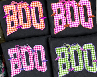 Preppy Gingham Boo Png Bundle, Girly Halloween Bats Png, Coquette Bow Halloween Png, Cute Spooky Season Png, Varsity Letter,Digital Download
