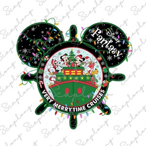 Aangepaste kerstcruise png, Merry Christmas-cruises, muiskerstmis png, vintage cruises kerstmis png, kerstmuts png, familie kerstvakantie