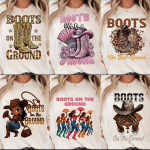 Lot de où les fans à png, bottes sur le sol PNG, bottes de cowboy png, bottes de cowgirl roses PNG, cowgirls noires occidentales png