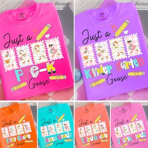 Just A Goose Back To School Png, Preppy Teacher First Day of School, Pre-k 1st/2nd/3rd/4th Grade, Goose School Shirt Png, Teacher Pencil Png
