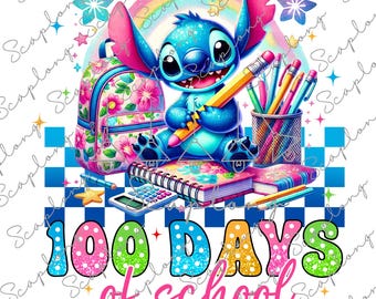 100 Days Of School Png, Cartoon 100th Day of School Png, Teacher Appreciation, Checkered Retro Back To School Png, 100 Days Smarter Png