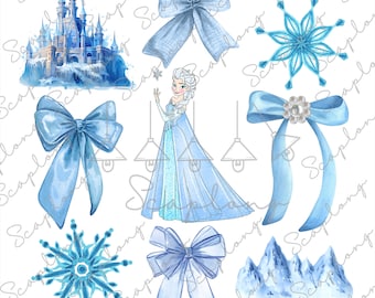 Watercolor Princess Coquette Bow Png, Princess Blue Ice Png, Cartoon Pink Ribbon, Princess Ice Coquette Png, Magical Castle,Coquette Bow Png