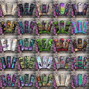 Bündel 50+ Halloween-Hexe 20 Unzen Skinny Tumbler Png, Halloween-Bösewicht, Hexen Schwestern Tumbler Png, Halloween 20 Unzen Tumbler Sublimation Design