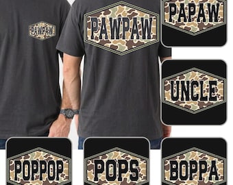 Vintage Camo Grandpa Png-bundel, Camouflage Papaja Png, Happy Father's Day Png, Cadeau voor opa Poppop, Oldschool Camo, Jacht Papa Png