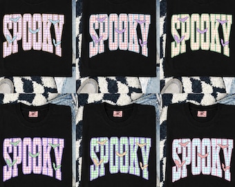 Preppy Spooky Png Bundle, Pastel Halloween Bats Design, Cute Spooky Season Png, Halloween Varsity Gingham Png, Girly Halloween Sublimation