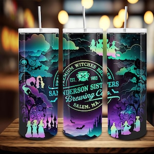 Witches Sisters 20oz Skinny Tumbler Wrap Png, Spooky Season, Trick Or Treat, Halloween Witch Tumbler Png,Halloween 20oz Tumbler Sublimation