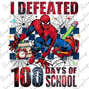 I Defeated 100 Days Of School PNG, 100 Days Of School Png, Cartoon Character Png, 100 Days Smarter Png, 100 Day School Gift For Kid