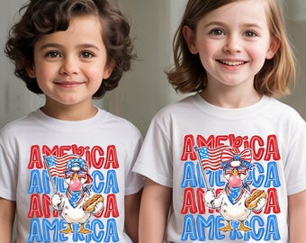 Boy Girl 4th Matching Shirt Png, Patriotic Goose Png, Kids 4th of July Sublimation, American Toddler, Fourth of July Png, Digital Download