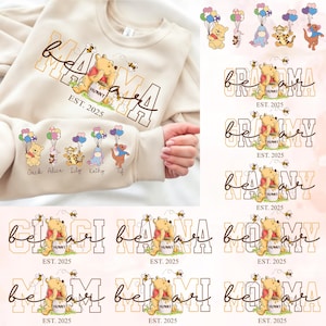 Benutzerdefinierte Mama Bär Shirt png, Mama Est mit Kindername auf dem Ärmel, personalisierte Mama Png, benutzerdefinierte Muttertagsgeschenk, Muttertag Png, Oma Bär