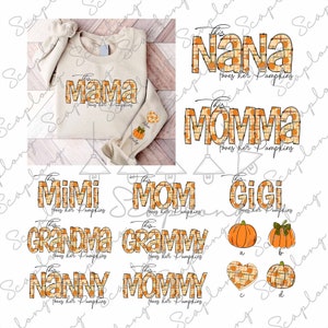 Bundle Nom personnalisé sur la manche, Cette maman aime ses citrouilles, Thanksgiving Western, Citrouille de maman, Maman d’automne, Feuilles d’automne Png, Fall Vibes Png