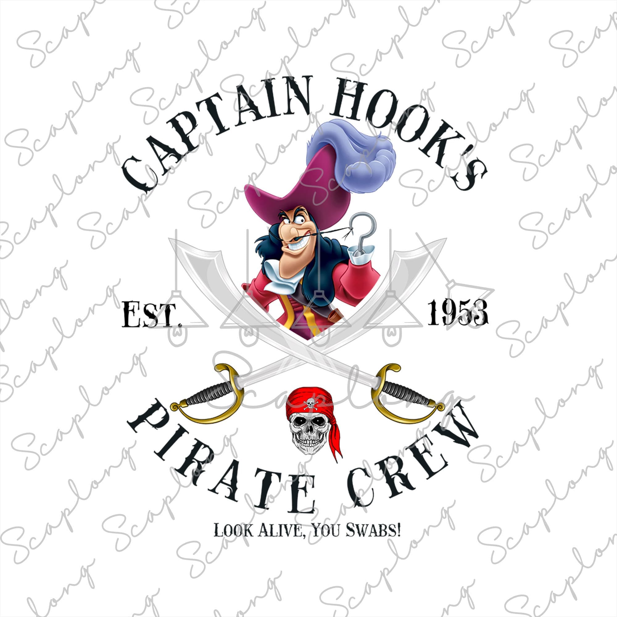Disney Villains Captain Hook Pirate Crew Est953 Logo Shirt - TeeUni