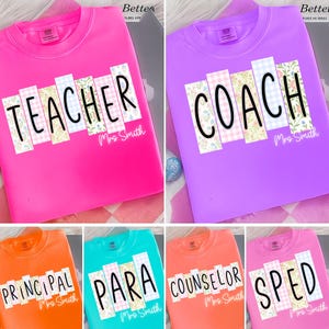 School Occupation Png Bundle, Custom Teacher Name Png, Back To School Teacher Png, Teacher Para Sped, School Daisy Floral Girly Png, Drawn