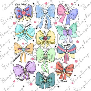 Aquarell Prinzessin Coquette Bow Png, Sublimationsdesign mit rosa Band, Prinzessin Familienhemd, Cartoon Coquette Bow, Familienurlaub Png