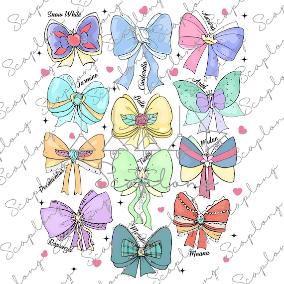 Watercolor Princess Coquette Bow Png, Pink Ribbon Sublimation Design, Princess Family Shirt, Cartoon Coquette Bow, Family Vacation Png