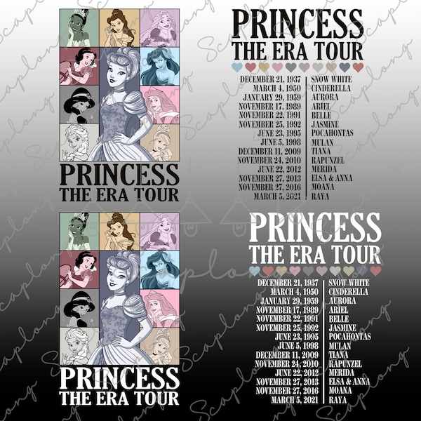 Two-side Princess Eras Tour Png, Magical Kingdom Png, Family Trip Png, Halloween Witch Png, Family Vacation Png, Holiday Season Png