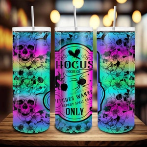 Halloween 20oz Skinny Tumbler Wrap Png, Witches Sisters 20 oz Tumbler, Spooky Season, Halloween Tumbler Sublimation Design, Png Digital File