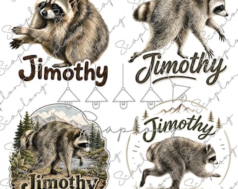 Vintage Jimothy Raccoon Png Bundle, Seattle Raccoon Viral Inspired, Retro Animal Wildlife Png, Cute Baby Raccoon Png, Seattle Raccoon Meme