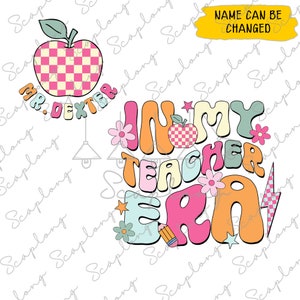 Personalizado em minha era do professor Png, nome personalizado do professor verificado rosa, camisa da era do professor, era do professor Png, vida do professor Png, presente para o professor