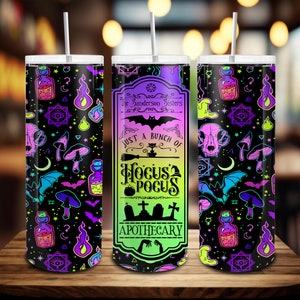Halloween 20oz Skinny Tumbler Wrap Png, Halloween Tumbler Sublimation Design, Witches Sisters 20 oz Tumbler Png, Spooky Season, Digital File