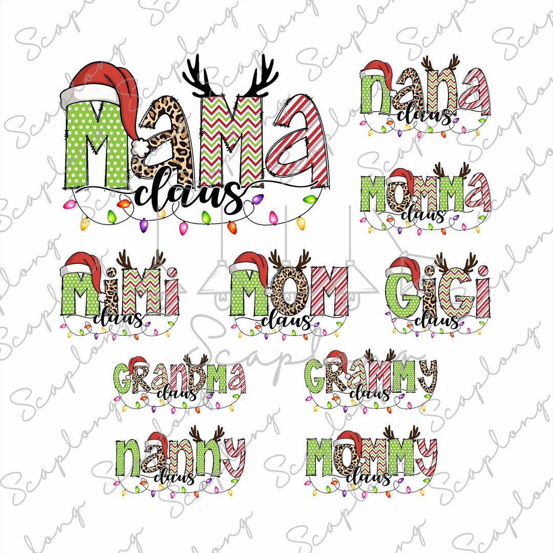 Bundle Custom Name on Sleeve Png, Mama Christmas Png, Mama Claus Png ...