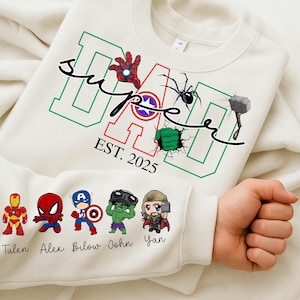 Benutzerdefinierte Held Dad Shirt png, Papa Est mit Name auf dem Ärmel Png, personalisierte Papa Png, Vatertag Png, benutzerdefinierte Vatertagsgeschenk, neues Papa Shirt