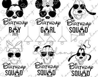 Bundle Birthday Squad 2025 Svg, Family Matching Birthday Svg, Birthday Squad Svg, Birthday Boy Girl Svg, Family Trip Svg,Family Vacation Svg