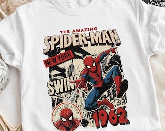 Vintage Spider Comic Book Cover Art, Superhero Live Action Graphic, New Movie Spider Hero Png, Boys Shirt Png, Sublimation, Digital Download
