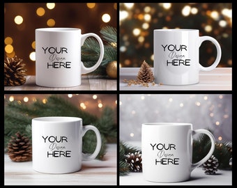 Christmas Mug MockUp Bundle, Mug Mockups, Winter Mug MockUps, Coffee Cup Mock up Bundle, JPG Digital Download, Christmas Mug Stock,Blank Mug