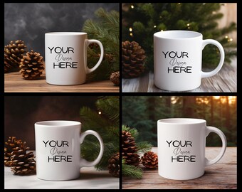 Christmas Mug MockUp Bundle, Mug Mockups, Winter Mug MockUps, Coffee Cup Mock up Bundle, JPG Digital Download, Christmas Mug Stock,Blank Mug