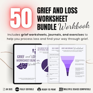 Grief Workbook 50 Worksheets Journals Exercises for Grief Processing Loss Healing Grief Counseling Coaching Client Support