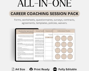 Career Coaching Session Pack Editable Forms Worksheets Questionnaires Surveys Contracts Agreements Templates Policies Waivers for Coaches