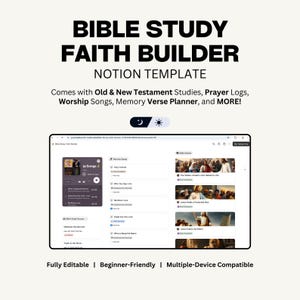 Notion Bijbelstudiesjabloon Geloofplanner Gebedslogboek Verstracker Worship Organizer
