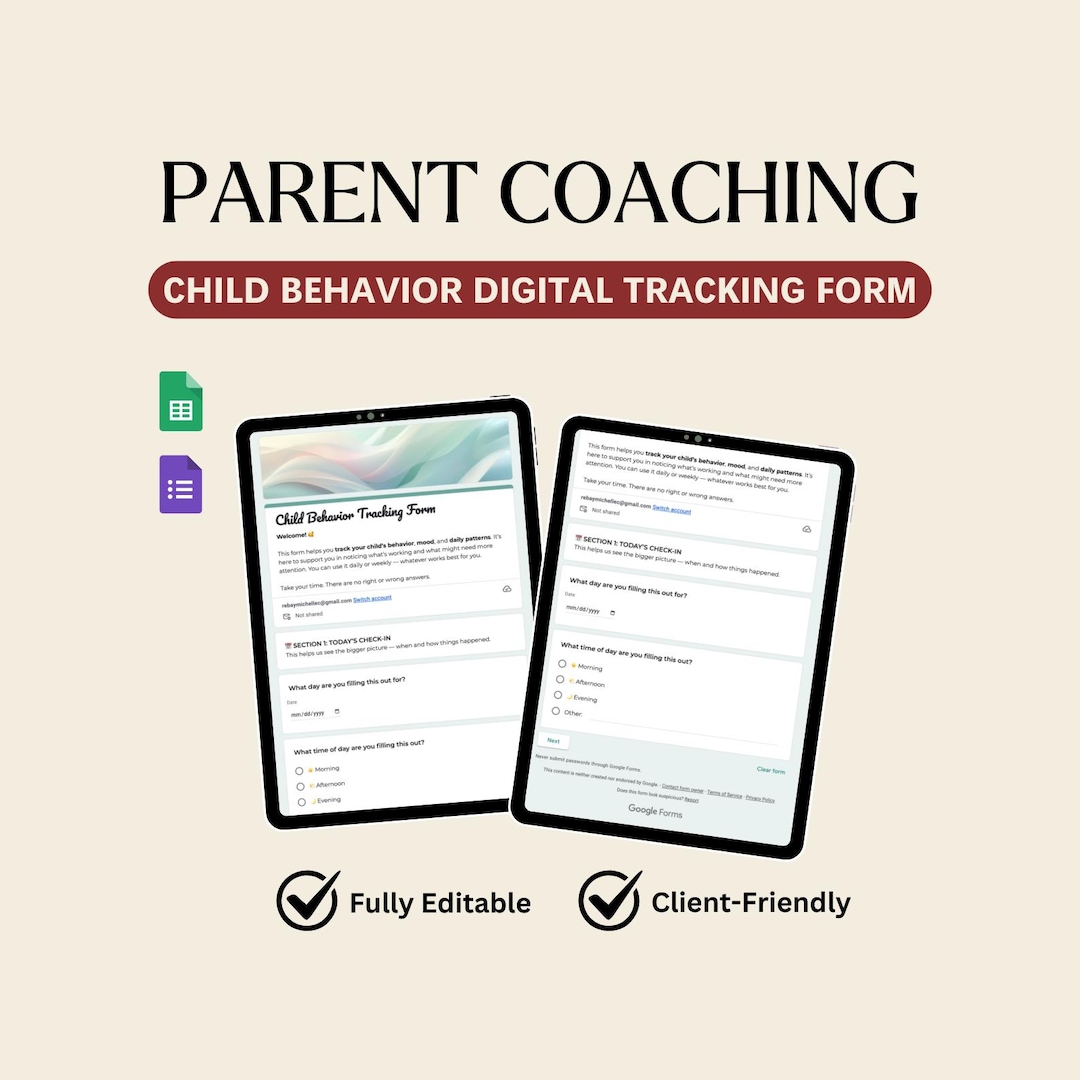 Parent Coaching Child Behavior Tracking Editable Google Form Template ...