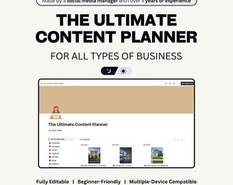 Notion Template, The Ultimate Content Planner for All Types of Business, Digital Notion Dashboard