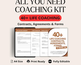 Formularios de coaching de vida / Más de 40 formularios de admisión y acuerdos de clientes (plantillas de Canva)