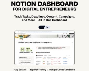 Notion Business Dashboard Template Task Tracker Content Planner Organizer