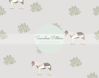 Vintage Horse Seamless Pattern, Pony Cottagecore Wallpaper Print (Digital File)